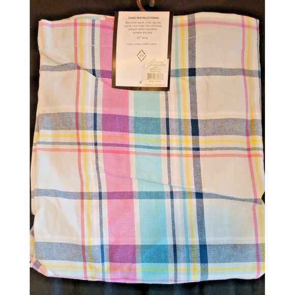 Vera Bradley Pastel Plaid Full Apron 100% Cotton Coral Stripe 32 Inch Length NWT - Picture 2 of 4
